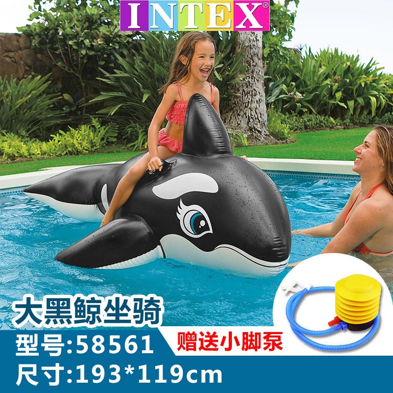 水上充气坐骑女神浮排浮床玩具独角兽座骑动物造型游泳圈 大黑鲸坐骑