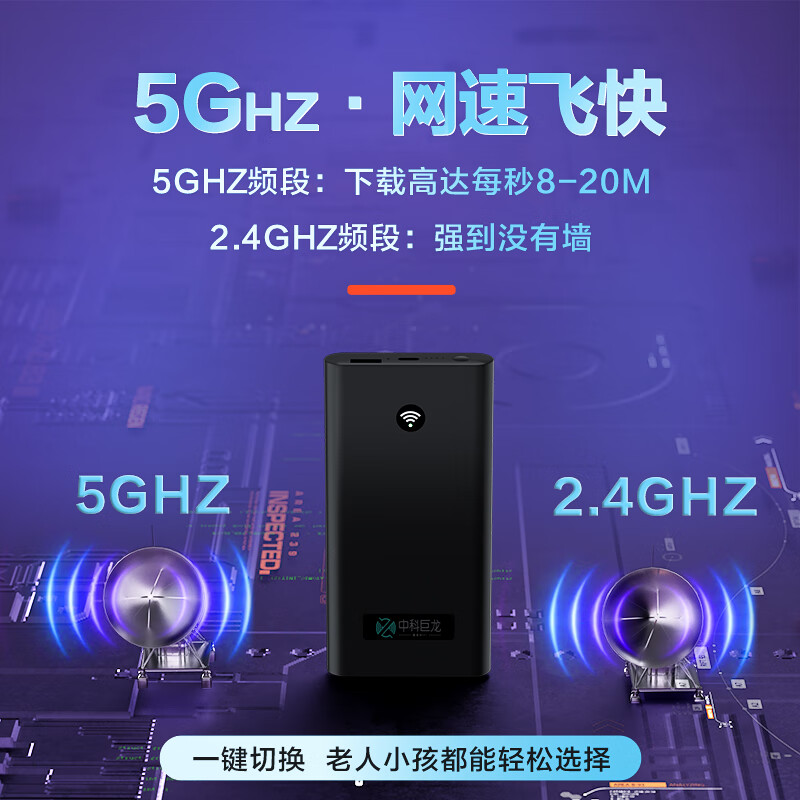 中科巨龙随身wifi移动无线wifi6无线网免插卡5Ghz无限流量2025款无线网卡流量随行便携式上网神器 旗舰款双频wifi6+5Ghz+10000毫安电池