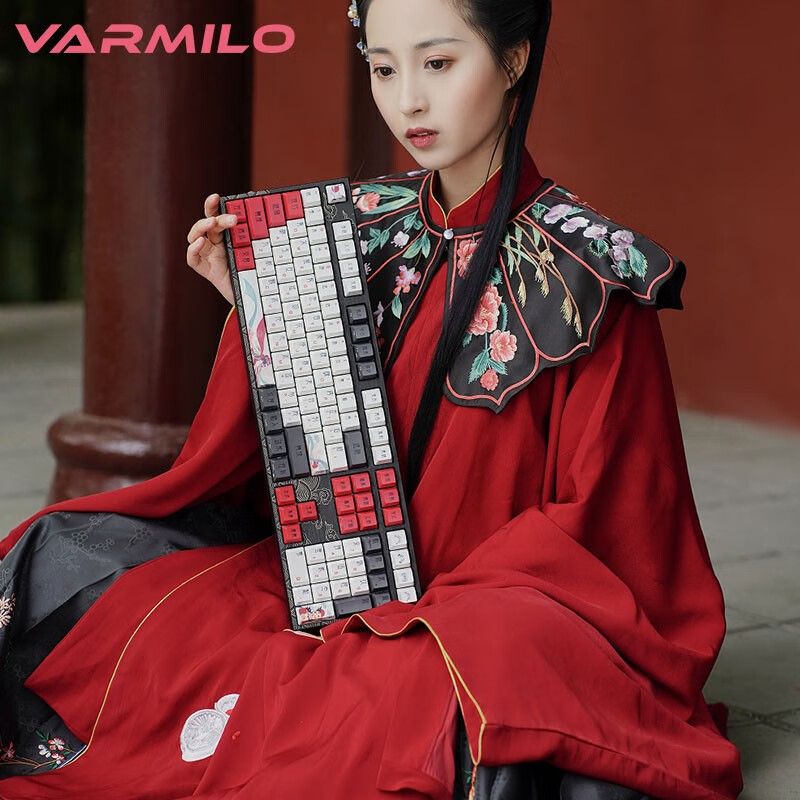 阿米洛（Varmilo）中国娘花旦娘系列 机械键盘 办公键盘 游戏键盘 键盘机械 PBT键帽 花旦娘VA108键机械键盘 德国cherry茶轴