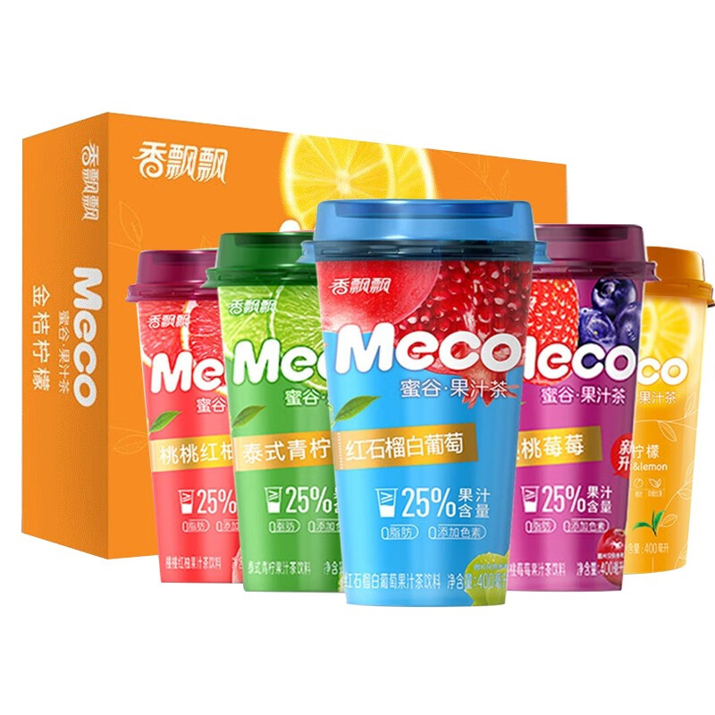 香飘飘奶茶meco蜜谷果汁茶饮料整箱饮品水果味真茶饮料 【5杯】樱桃莓