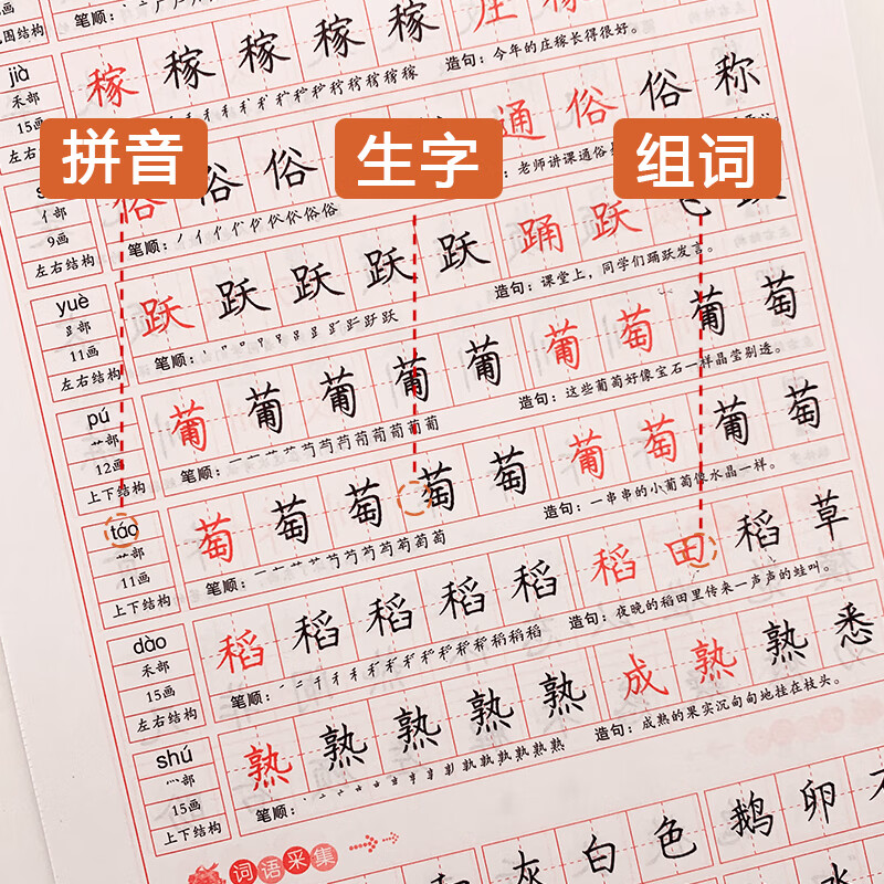 乾阅四年级上册下册部编人教版语文课本同步字帖小学专用硬笔临摹描红 小学四年级 四年级上册