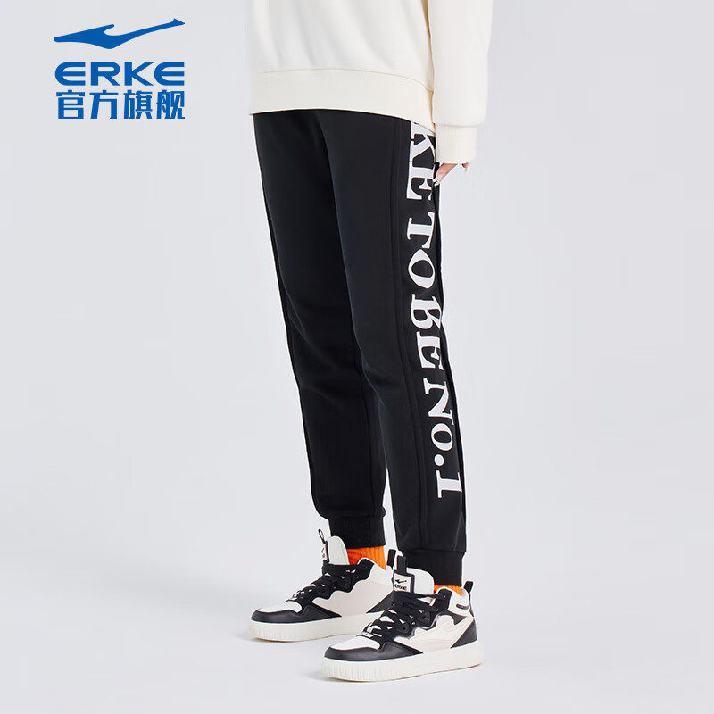 鸿星尔克卫衣男秋季情侣运动上衣休闲套头长袖打底衫裤子男装女装 【2112】正黑-女款 XL