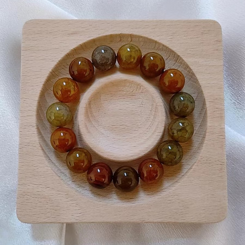 华之京茶龙纹玛瑙玉髓手串14mm圆珠龙纹玉石手串