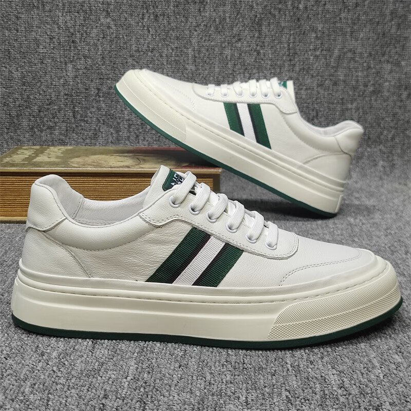 品璇断码男鞋品牌撤柜剪标头层牛皮休闲板鞋百搭透气小白鞋夏 白色头