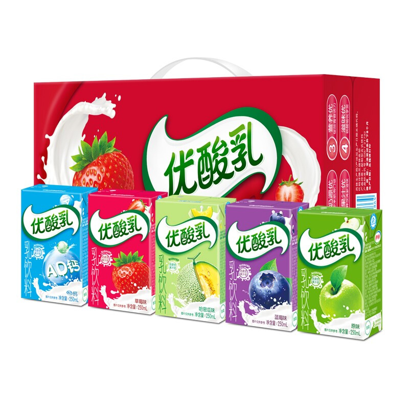 优酸乳酸奶牛奶蓝莓原味AD哈密瓜草莓味250ml非原装箱（日期新鲜） 【草莓】【24盒】