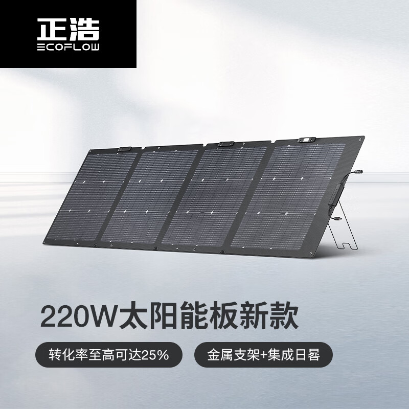 ECOFLOW 正浩 太阳能电池板发电板户外露营折叠便携充电 220W 便携太阳能板【双面吸光】