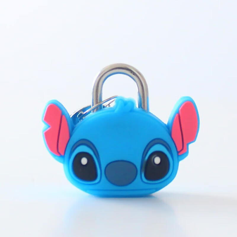 郎匠坊可爱挂锁卡通kt硅胶金属迷你小锁日记锁抽屉锁钥匙锁 史迪仔锁