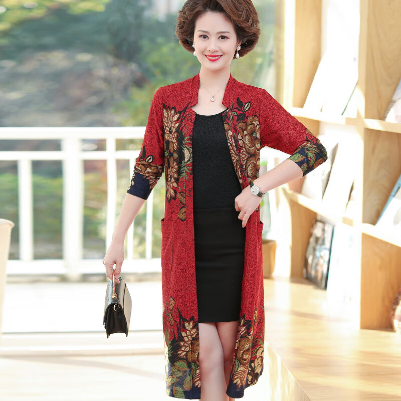 瑜芯女士风衣2023新款40一50岁高档中长款中老年妈妈秋装外套洋气女装