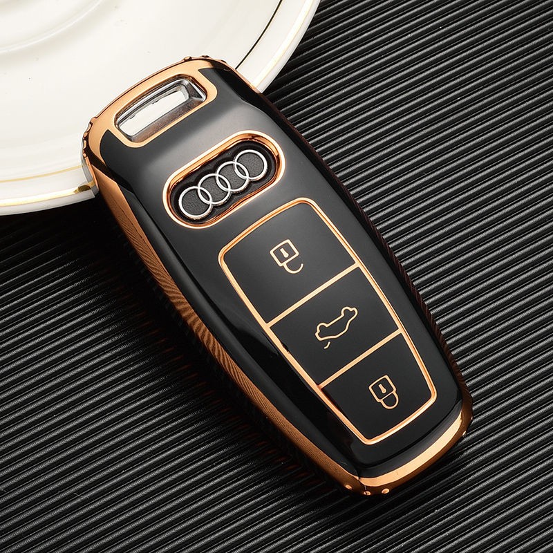 14-22款奥迪a7钥匙套 a7汽车遥控器保护壳扣钥匙包 d款【炫酷黑】单壳