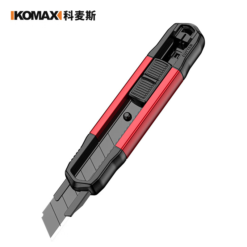 科麥斯（KEMAISI）美工刀裁紙刀拆快遞刀大號壁紙刀美術(shù)雕刻刀合金鋼金屬大號 七彩美工刀紅色