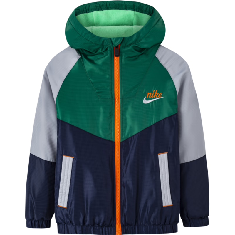 NIKE 耐克童裝男童復合夾克冬季新款兒童保暖加絨連帽外套 靛藍色 160 /76 【建議身高152-158cm】