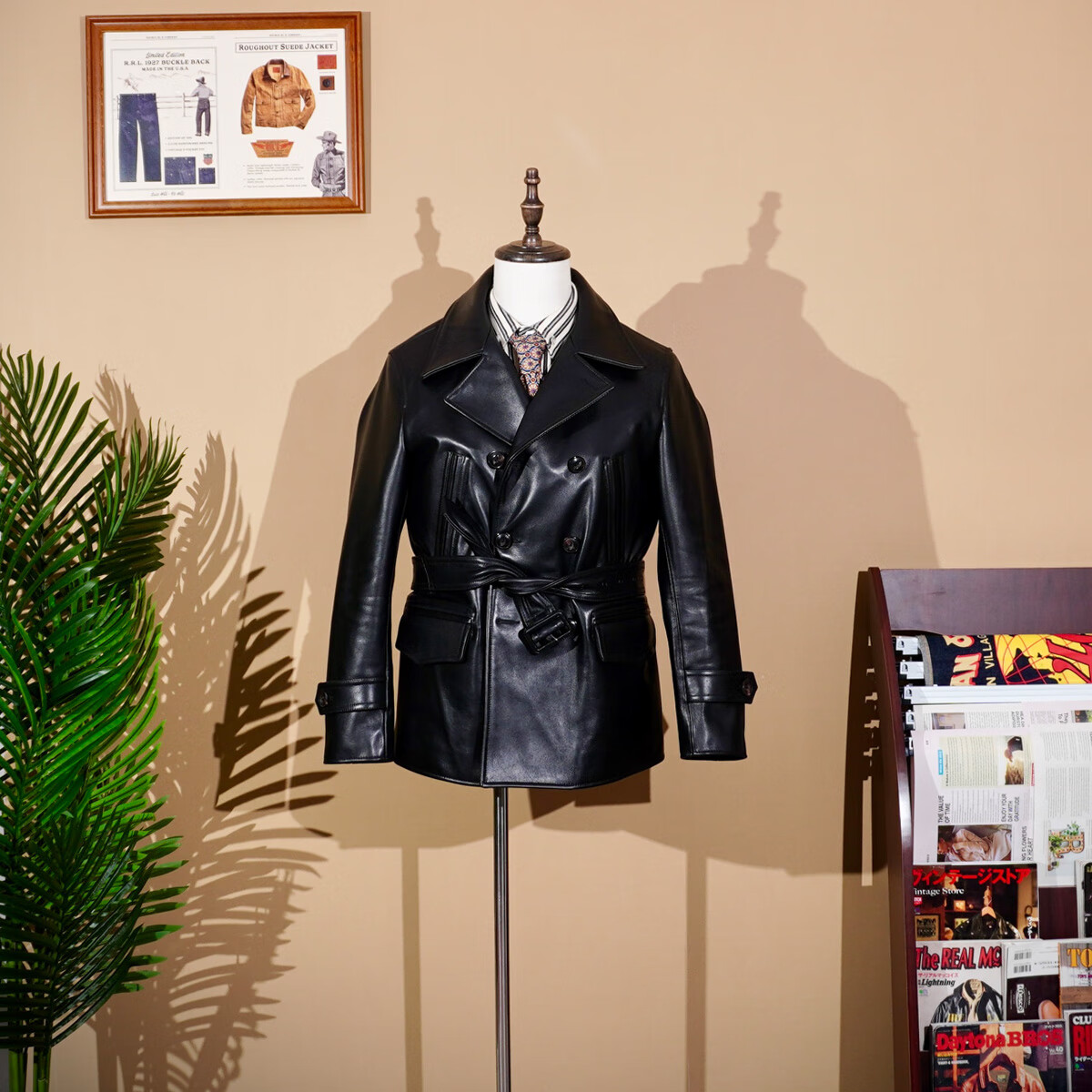 老爷车黑色牛皮皮衣双排扣740款经典高启强同款真皮夹克美式复古男