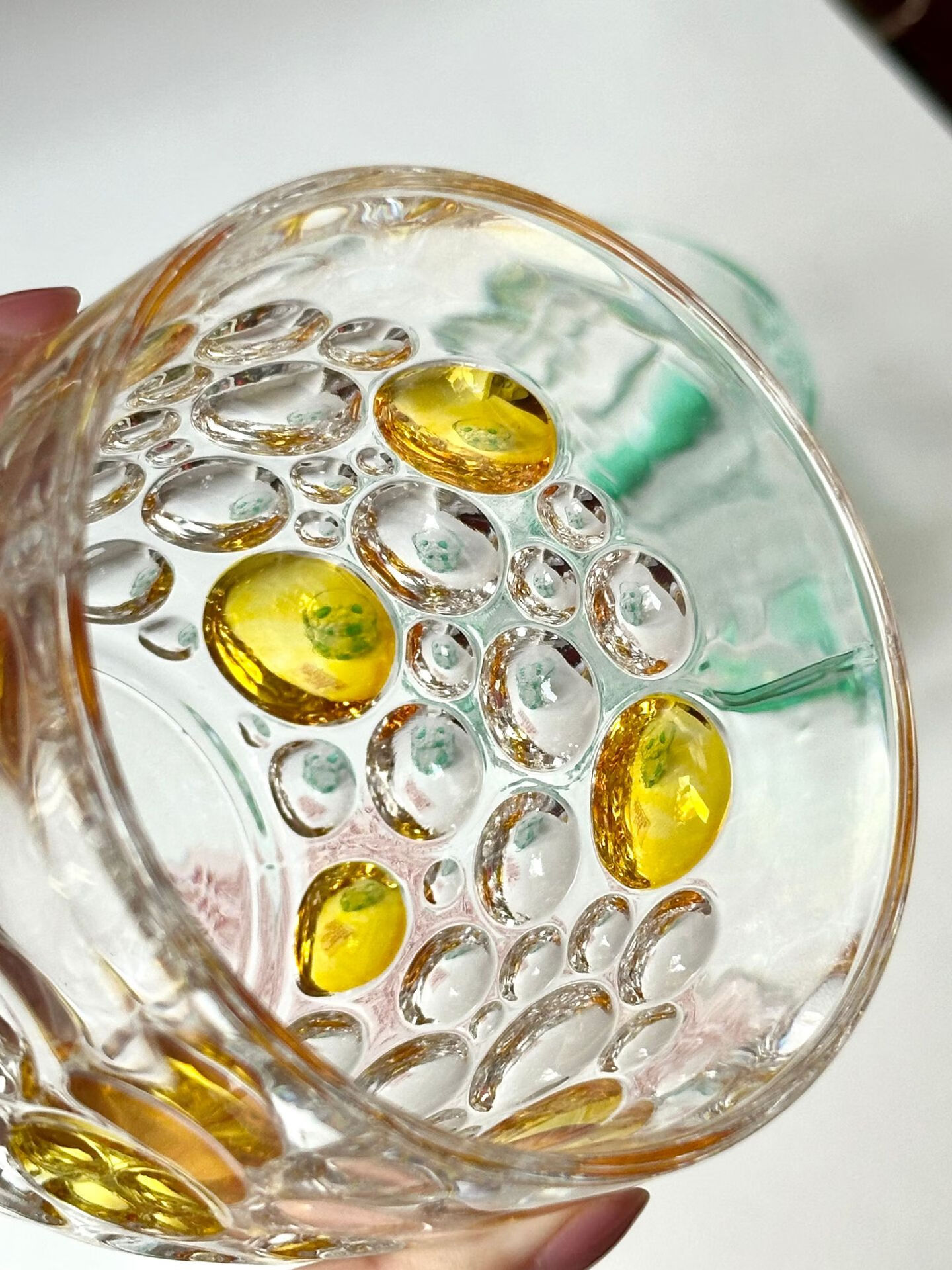 会折射彩虹光泽彩绘水杯手绘设计感玻璃杯子 手绘金色珠点 401-500ml