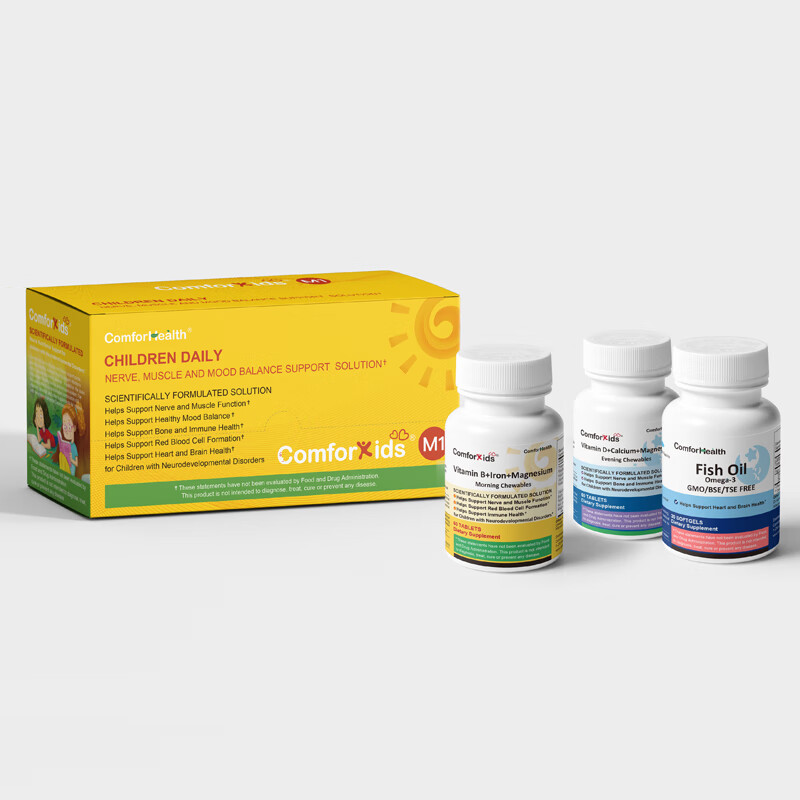 COMFORHEALTHComforKids康福奇儿童多动抽动症神经发育障碍营养素注意力不集中 M1儿童营养素 3瓶*1盒