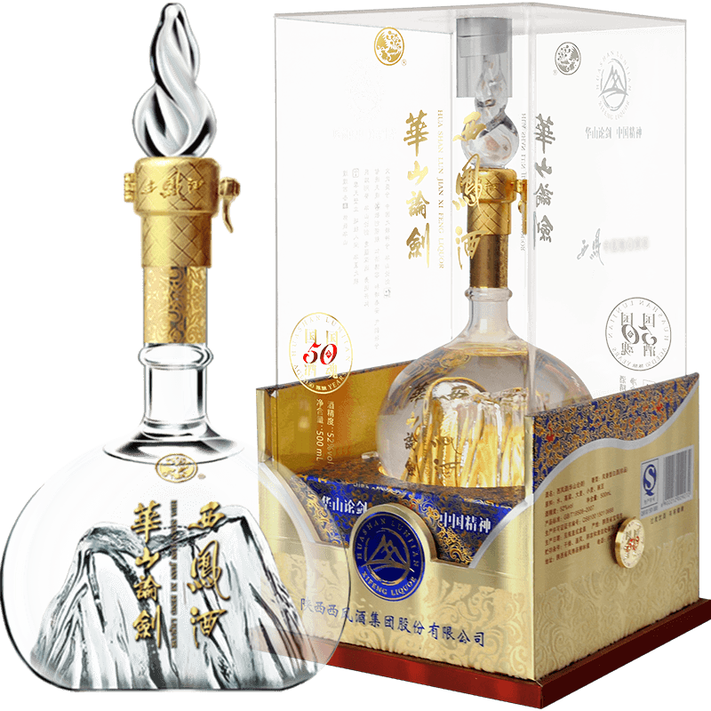 西凤酒华山论剑50年52度陈酿礼盒装凤香型白酒500ml单瓶装 500ml×1瓶