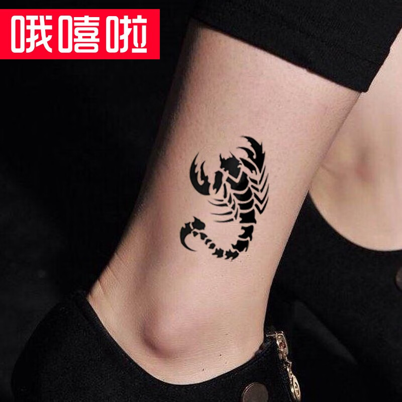 【时尚虎口蝎子】哦嘻啦个性纹身贴时尚潮流蝎子图腾防水纹身贴纸男女