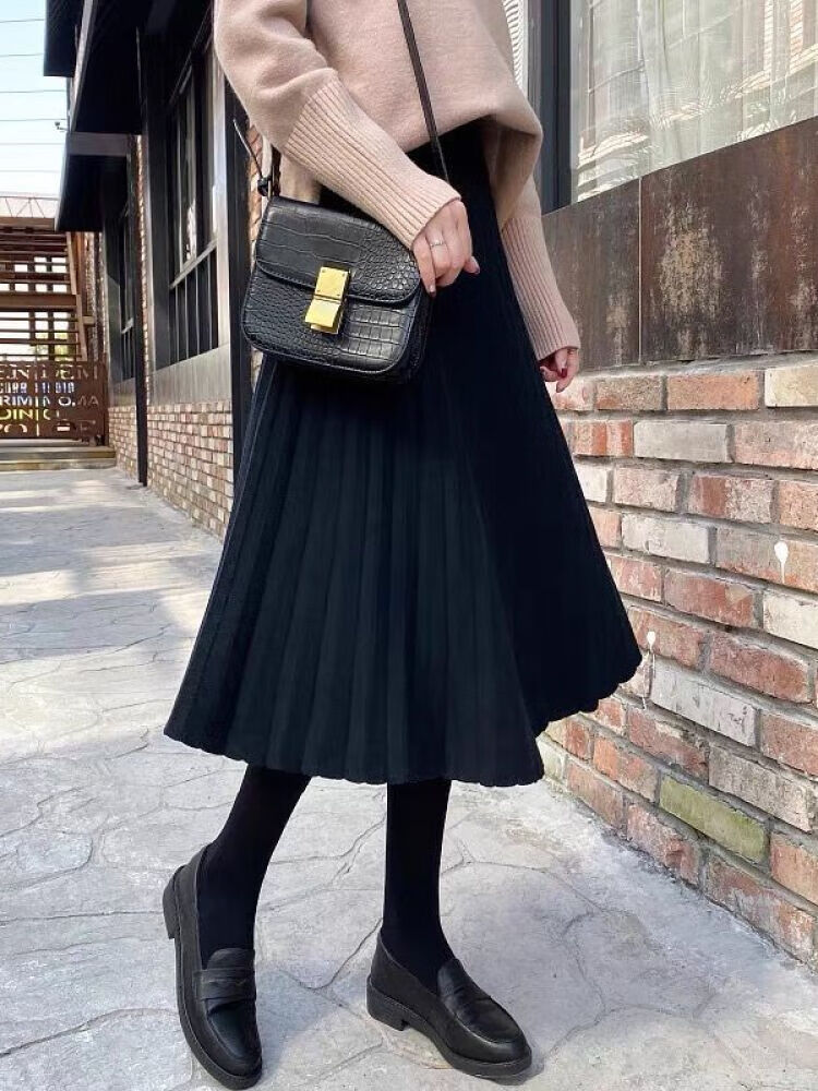 刚拓者(gangtuozhe)有松紧腰半身裙中长款女士气质半截裙冬季加厚