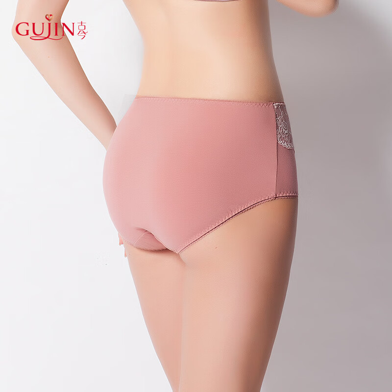 古今(GUJIN)商场同款】女士三角内裤高腰收腹氨棉蕾丝性感透气舒适提臀 浅紫色 1条 XL (170) 95