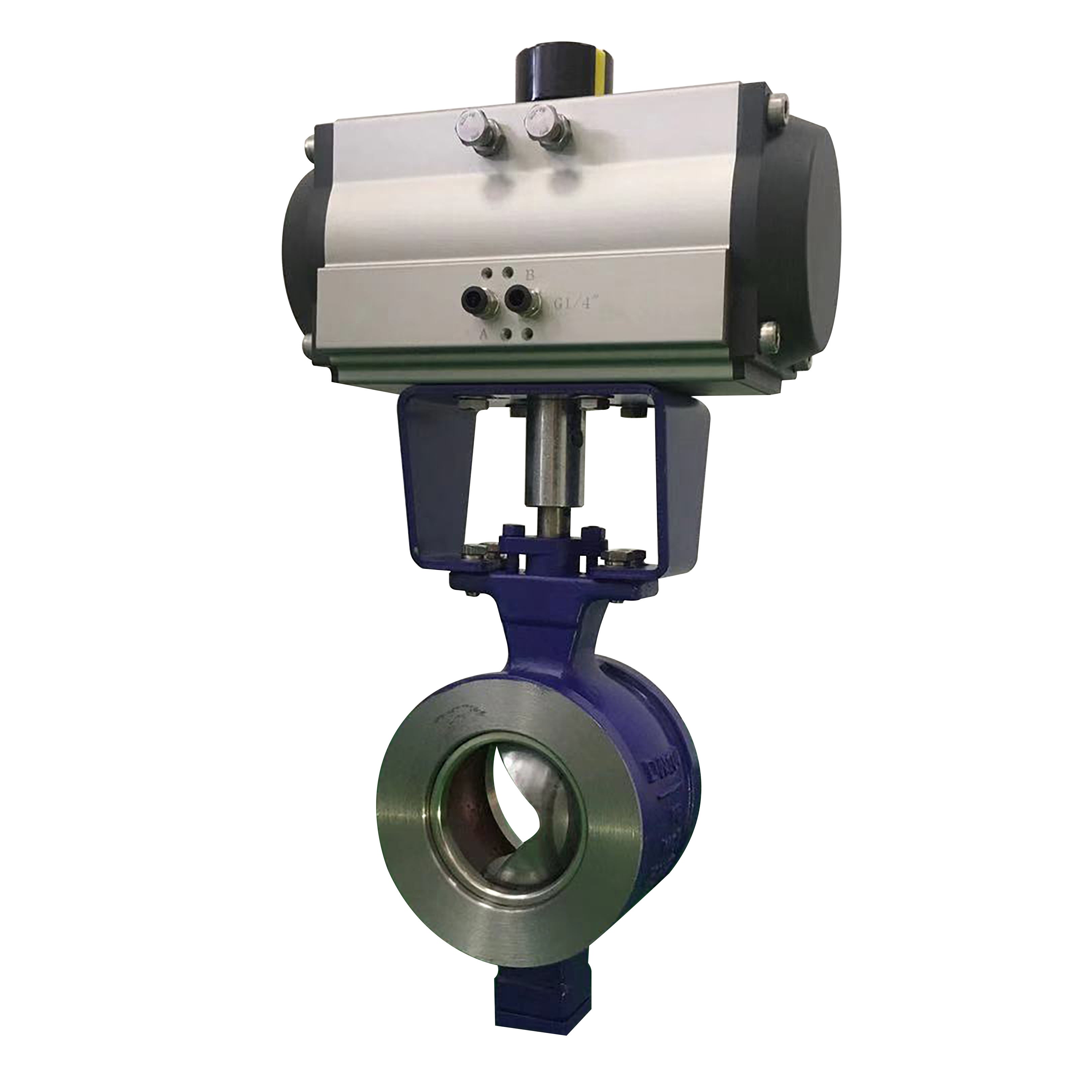 画萌气动v型球阀dn150耐磨耐高温粉末颗粒蒸汽导热油天然气调节切断阀