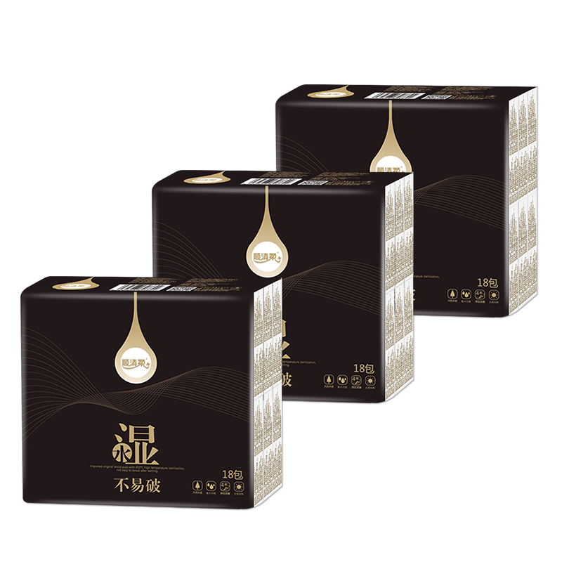 顺清柔 手帕纸 纯净系列可湿水抽取式面巾纸4层6张*54包自然无香(18包