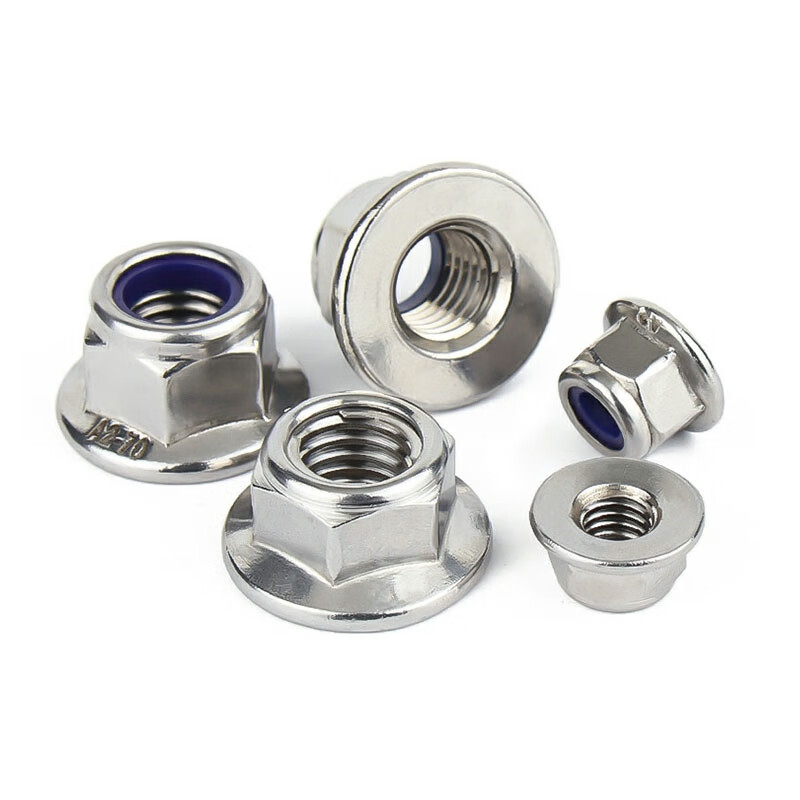 找钢巴巴 防松母 304不锈钢法兰尼龙锁紧螺母 金属自锁防松防脱 m6