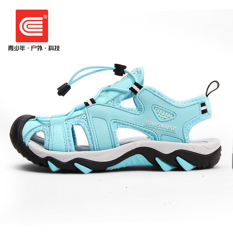 拉姆森(erasmuse)春夏新品儿童包头沙滩鞋 包头凉鞋 马卡龙绿 28码