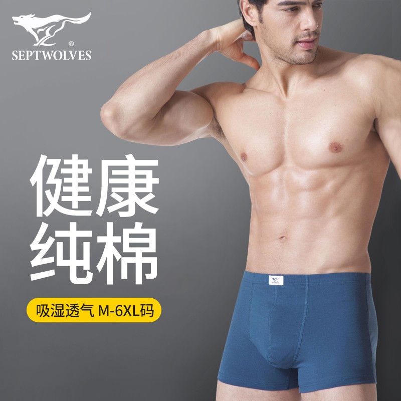 七匹狼男士高端内裤男100%纯棉平角抗菌全棉2026年新款短裤大码裤头裤衩 【4条盒装】抗菌款-时尚纯色 XL (腰围2.3-2.5尺 110-130斤)