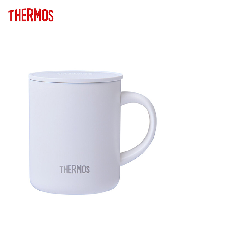 膳魔师(THERMOS)保温保冷杯白色350ml不锈钢马克水杯办公室咖啡杯子防尘盖日本原装进口JDG-350CWH