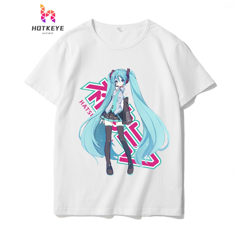 hot keke初音未来动漫短袖衣服miku二次元殿下日系潮流卡通学生装t恤