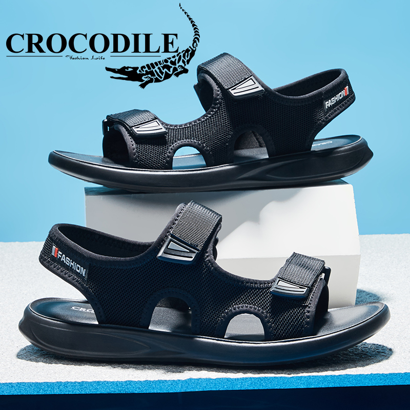 鳄鱼恤 crocodile凉鞋男夏季露趾轻便百搭舒适一脚蹬凉拖男士男鞋子cs