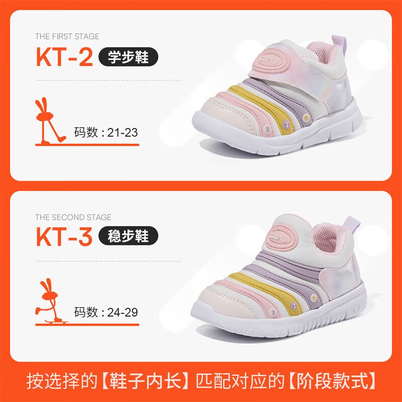 卡特兔宝宝学步鞋婴幼儿棉鞋男女童秋冬加绒保暖运动鞋1-5岁毛毛虫童鞋 黄粉 22 内长13.5cm 脚长12.5-12.9