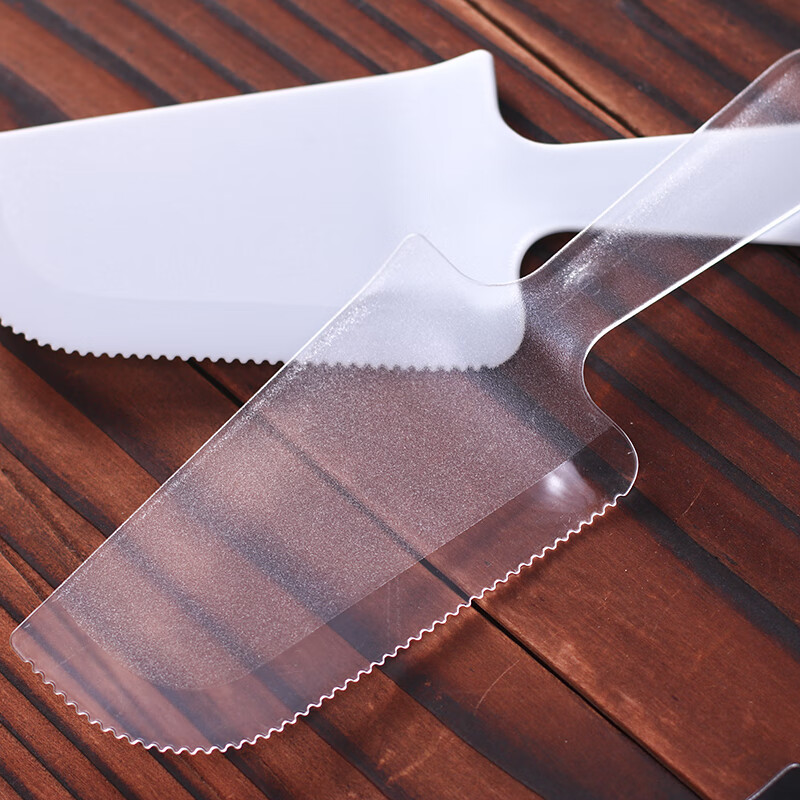 何佳功 蛋糕切块刀 生日切蛋糕刀磨砂刀实心蛋糕刀一次性蛋糕切刀塑料刀 透明大刀独立10个