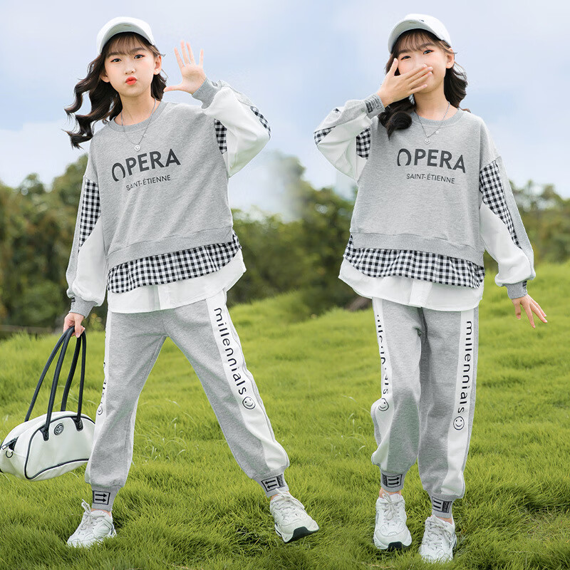 约龙(yuelong)女童套装女孩衣服学生童装春秋款6-12岁中大童卫衣运动