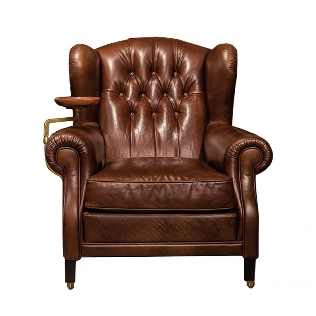 林村教父椅中古风1919雪茄椅油蜡皮美式复古老虎椅教父椅休闲单人沙发