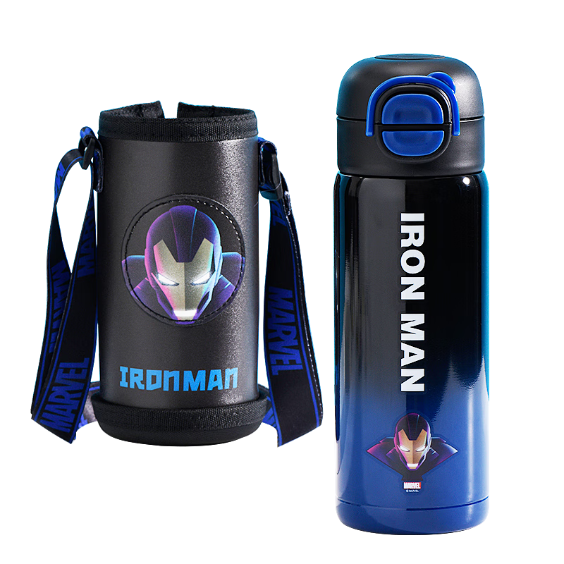 迪士尼水杯316不锈钢保温杯保冷杯520ML杯子双饮儿童水杯 6614钢铁侠