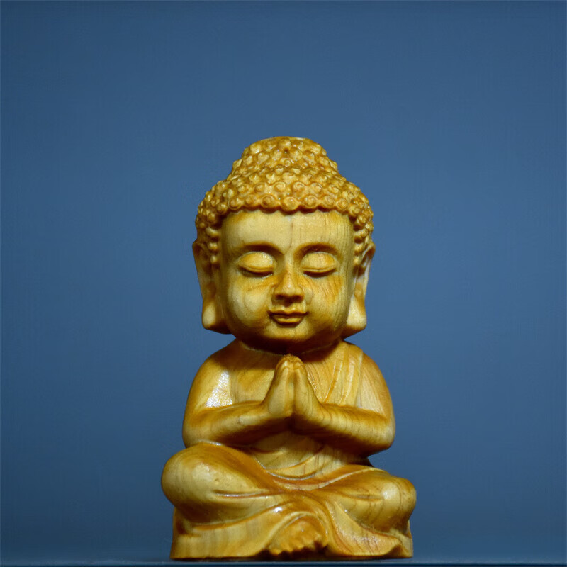 太行崖柏木雕手把玩件可爱如来小佛木质摆件实木工艺品车摆件 崖柏