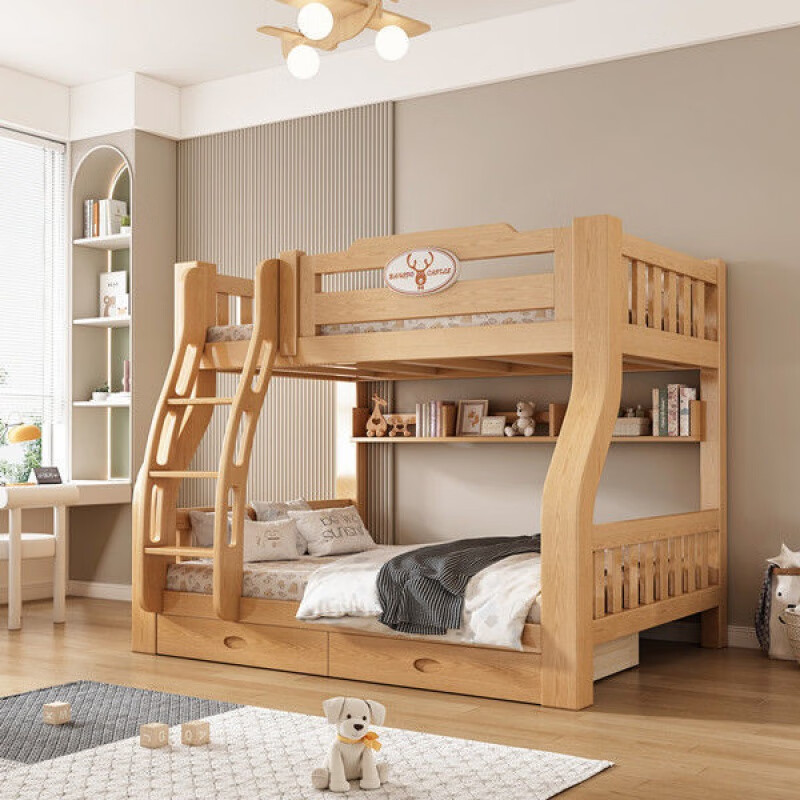 鑫妍达  全实木成人上下铺高低床两层床高低床带护栏上下双床 原木无