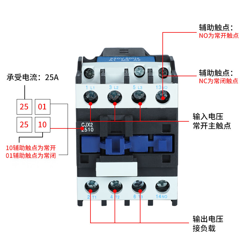 德力西电气cjx2-2510交流接触器25a220v三相380v交流器lc1 2501 cjx2