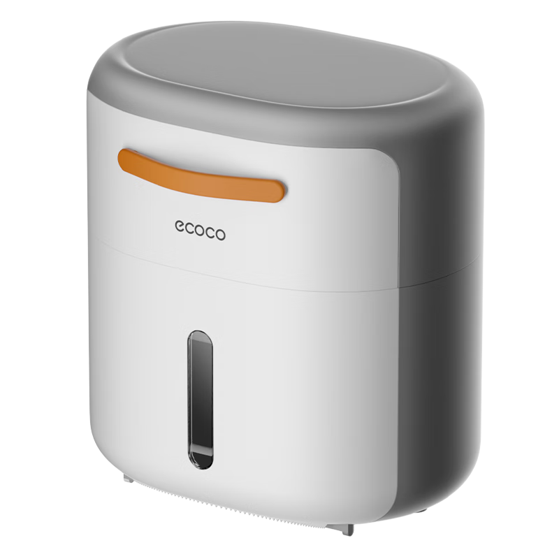 ecoco意可可 衛(wèi)浴掛件套裝衛(wèi)生間四件套垃圾桶家用帶蓋廚房窄垃圾筒免打孔 衛(wèi)生間紙巾盒【北歐灰】