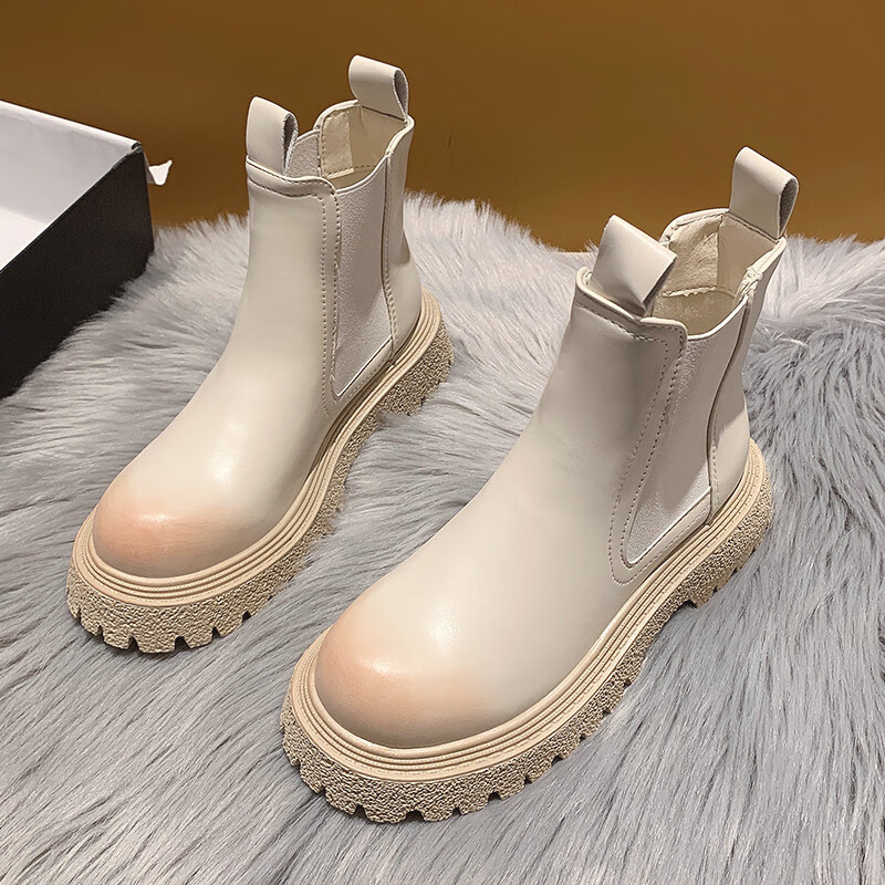 瑶继马丁靴女新款英伦风炸街百搭加绒女靴今年流行厚底小个子短靴