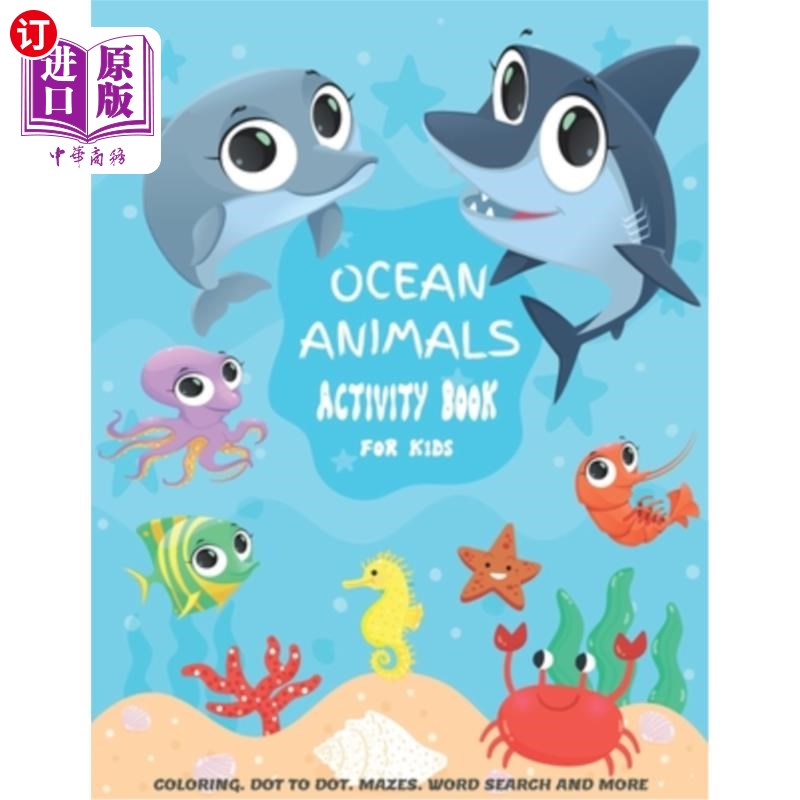 海外直订ocean animals activity book for kids: a fun kid workbook