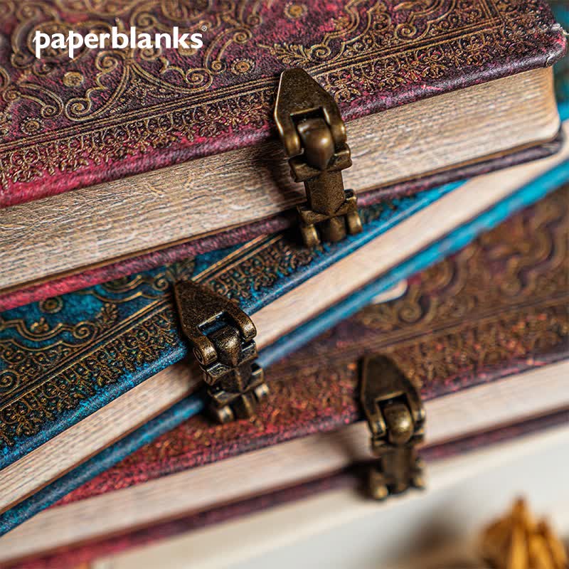 paperblanks【古书籍装订系列】佩兰克笔记本本子文艺精致复古手账手帐本送女朋友商务高档记事本日记本礼物 【硬壳单锁扣】湛蓝/中本/横线加厚