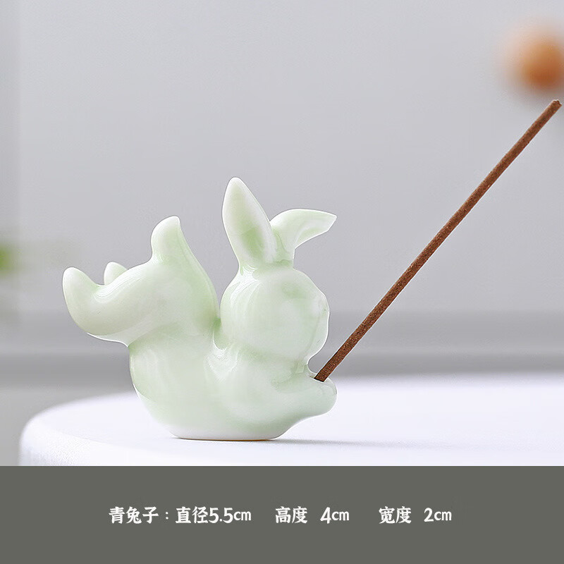 敬墨宣中式兔子香插香座陶瓷摆件创意家用室内玉兔线香香托中秋新年