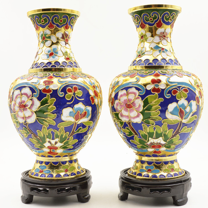 北京正宗景泰蓝花瓶 铜胎掐丝珐琅特色工艺品家居摆件牡丹瓶 6寸牡丹
