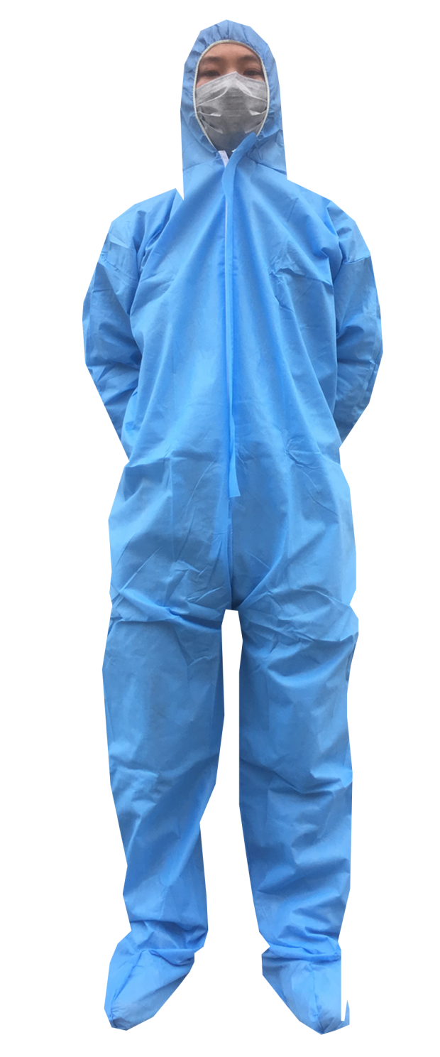 一次性防护服连体带帽养殖场工作服连脚防水防尘防隔离参观喷漆 pp连