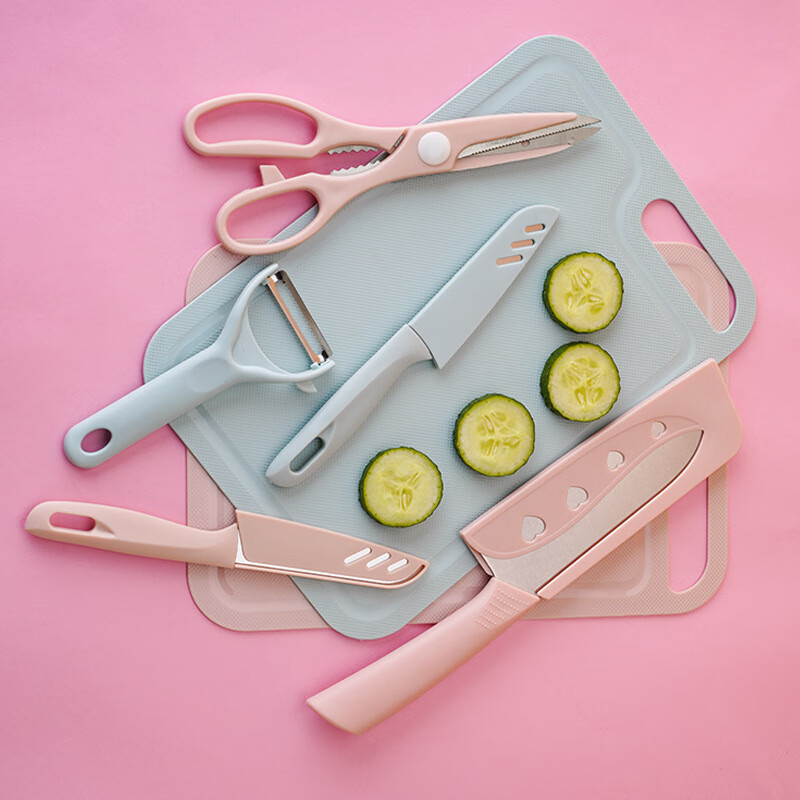 家用菜板切片刀厨房刀具套装 蓝色三件套