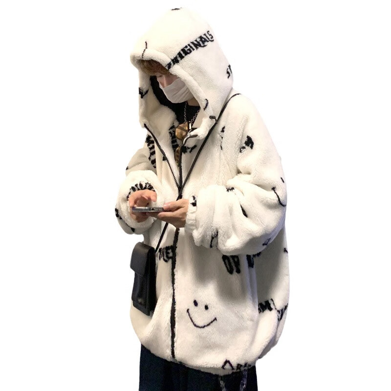 迪伽达棉服男装联名韩版冬季羊羔绒情侣棉衣潮牌加厚保暖休闲外套男士 FMQGCD-A14黑色 2XL 【建议155-170斤】