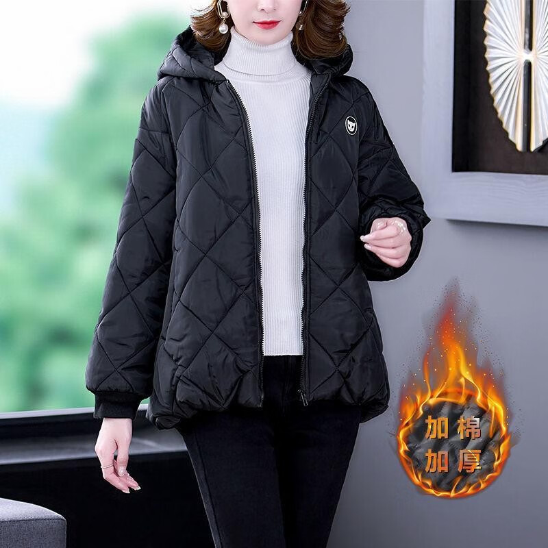 阿究究2025秋装棉服棉衣女加厚保暖女装宽松加厚外套女200斤250潮 黑色 XL 【建议120-135斤】高品质