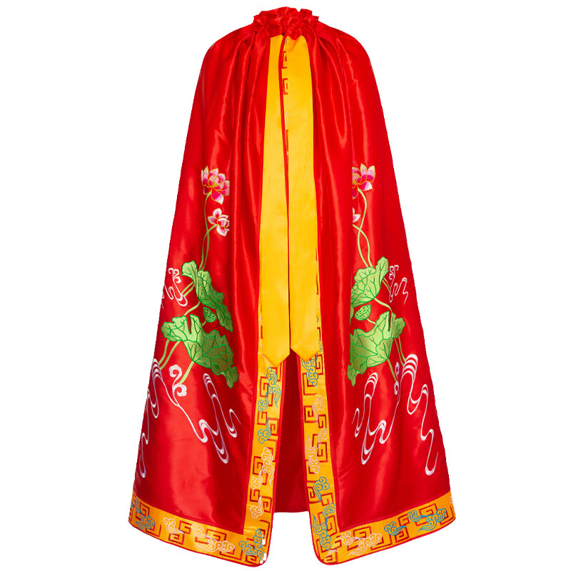 耀超龍袍披風(fēng)斗篷 佛袍龍鳳袍觀音菩薩披風(fēng)關(guān)公披袍佛衣神仙袍五爺衣 祥云蓮花 紅色 高1米*1.5米寬