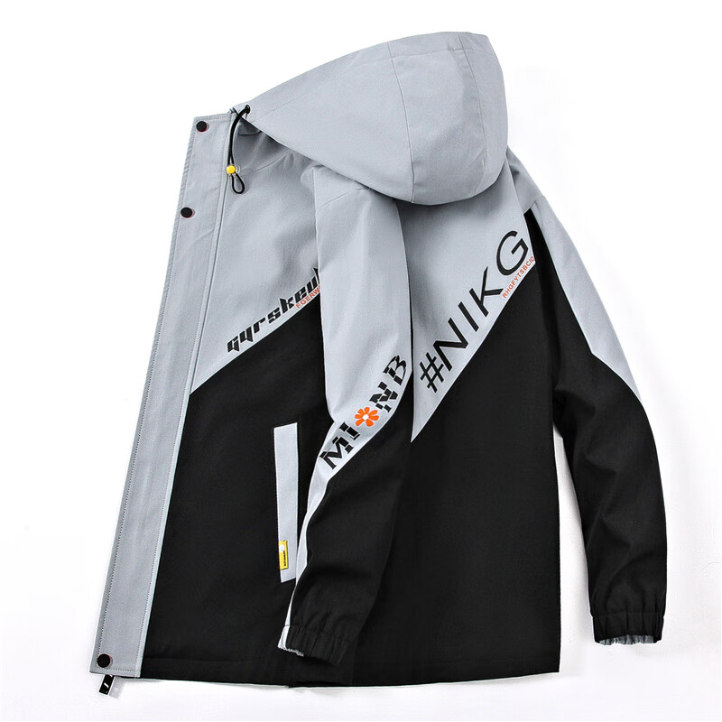 apygqv图宾奴男士夹克韩版休闲潮流男装百搭连帽新款春秋款拼色帅气